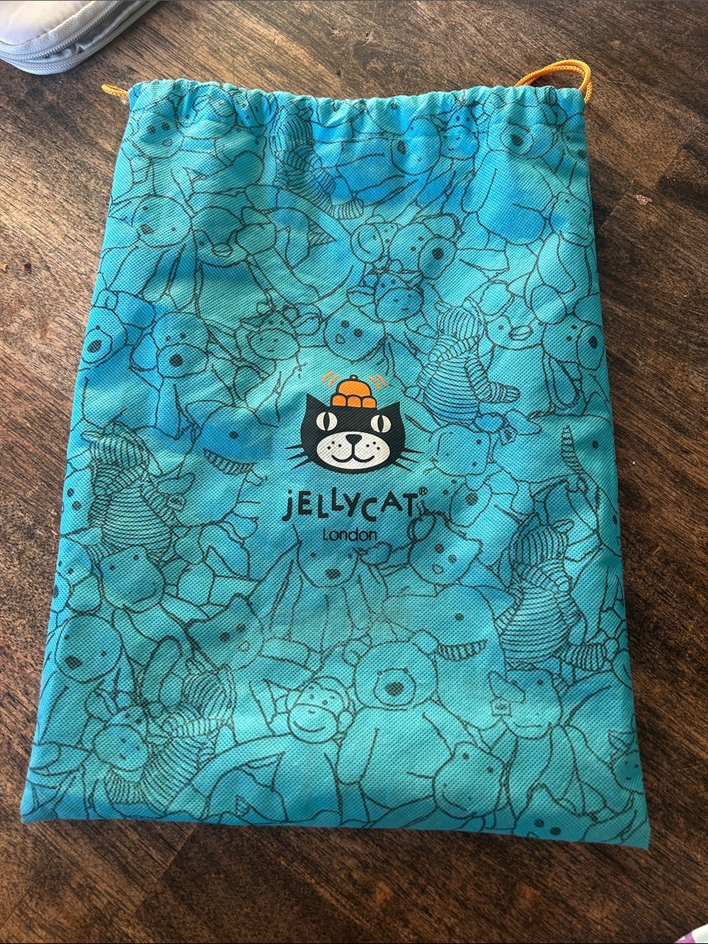 Jellycat Teal Kids Swim Drawstring Pouch with Yellow Cord